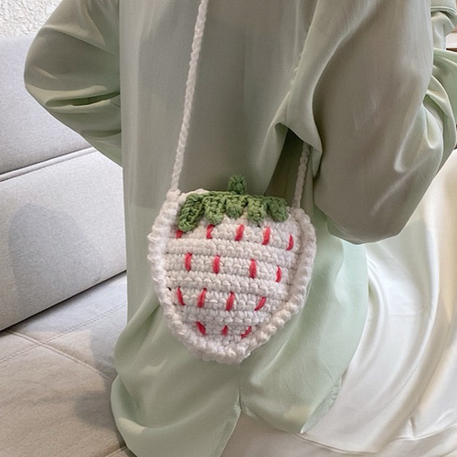 手作り 毛糸 刺繍 かぎ針編み ニート 手提げかばんショルダーバッグ