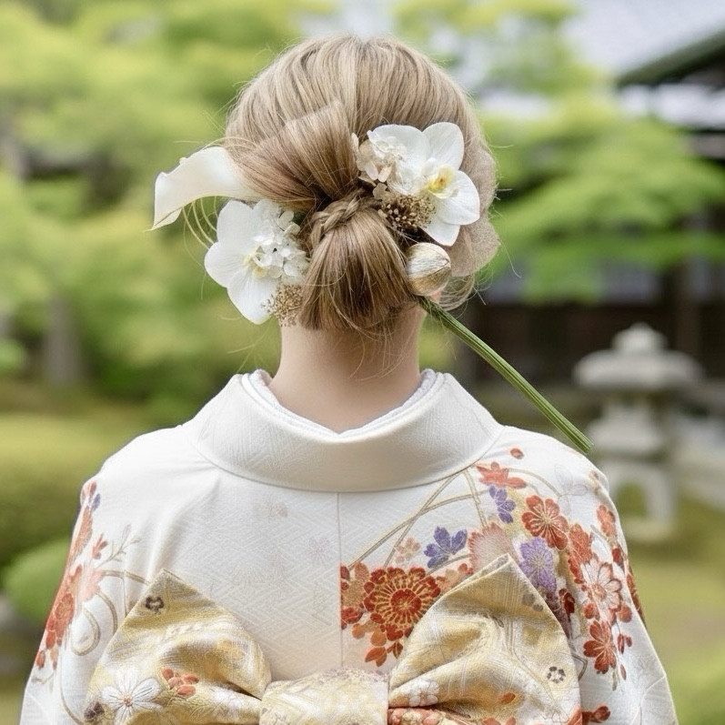 成人式髪飾り【金箔付き】和装　成人式　結婚式　卒業式　胡蝶蘭　前撮り