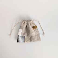 ゆゆ様、専用。パッチワークの巾着袋　（茶系） ゆゆ様専用。パッチワークの巾着袋 （茶系×カラシ）