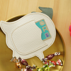 ハロウィンに！本革レザー・いたずら好きな魔法使い見習いオバケくんのカード＆コインケース　ストラップ取り付け可能 11枚目の画像