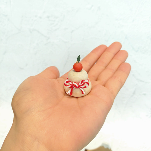 手のひらにちょこんと鏡もち・門松のお正月セット 木製／鏡餅／正月