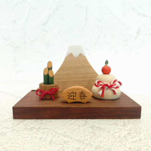 門松　しめ飾り　鏡もち　ミニチュア　正月　飾り　置物　助六　浅草 手のひらにちょこんと鏡もち・門松のお正月セット 木製／鏡餅／正月