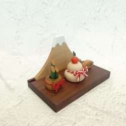 手のひらにちょこんと鏡もち・門松のお正月セット 木製／鏡餅／正月飾り／門松／富士山／縁起物 8枚目の画像