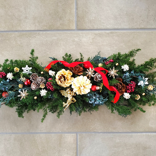ゆみママクリスマス壁掛けフラワーアレンジオブジェNo15＋90 ゆみママ様専用クリスマス壁掛けフラワーアレンジオブジェNo15＋90