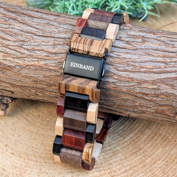 【木製腕時計】EINBAND Schatz ターコイズ文字盤 天然石×木製腕時計 40mm 4枚目の画像