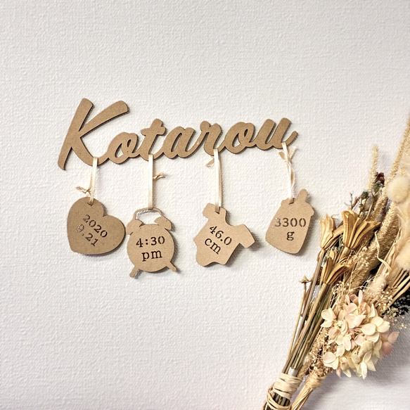 [送料込] 木製 レターバナー メモリアルチャーム付きお名前ガーランド オーダー NameOrder［C］ 1枚目の画像