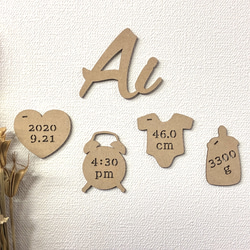 [送料込] 木製 レターバナー メモリアルチャーム付きお名前ガーランド オーダー NameOrder［C］ 9枚目の画像