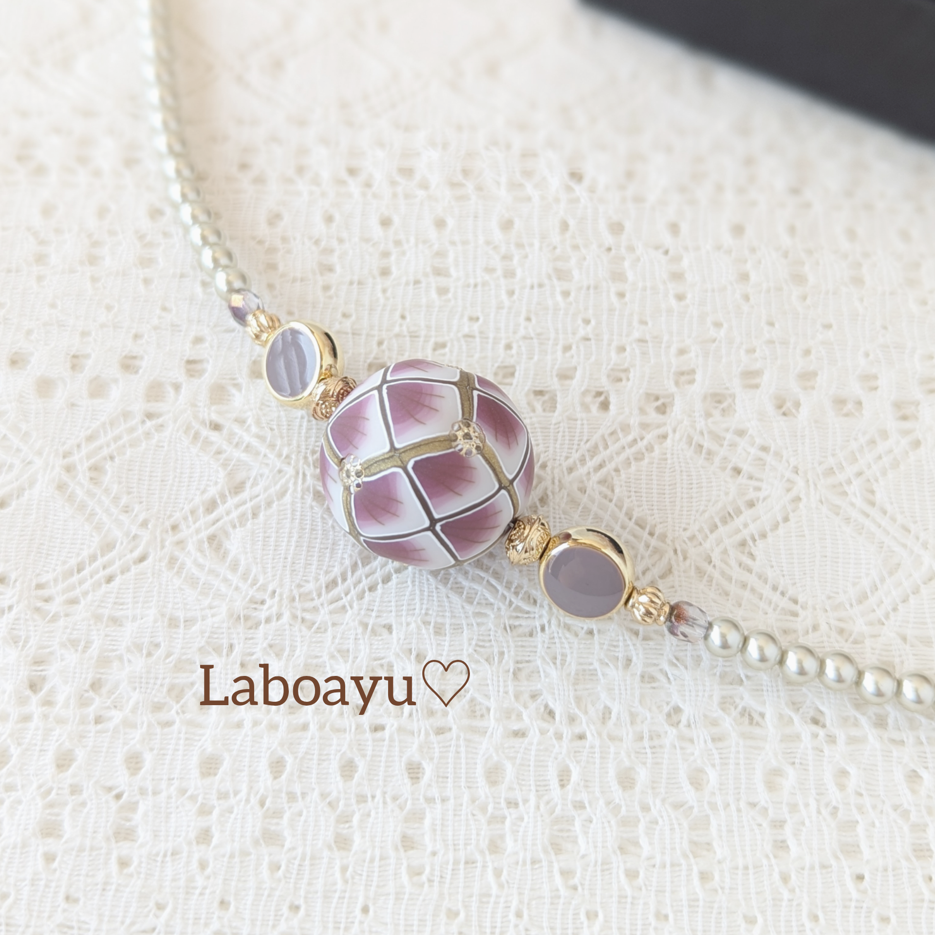 羽織紐〈タイルflower・うす茜〉Pointタイプ