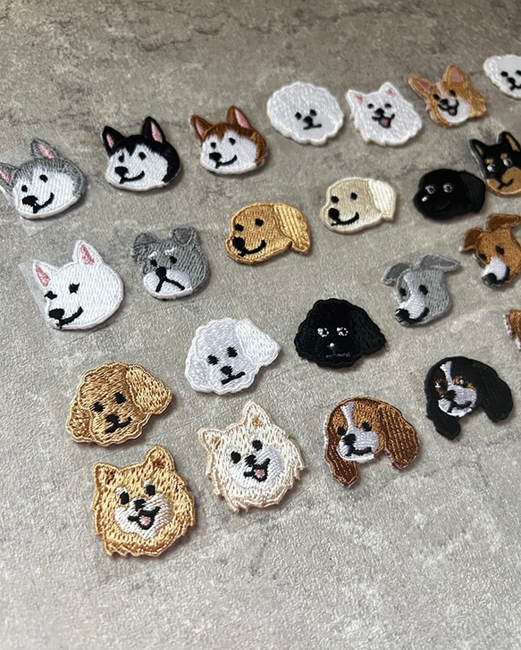 選べる犬種　刺繍シールワッペン　犬顔ワッペン　１点 2枚目の画像