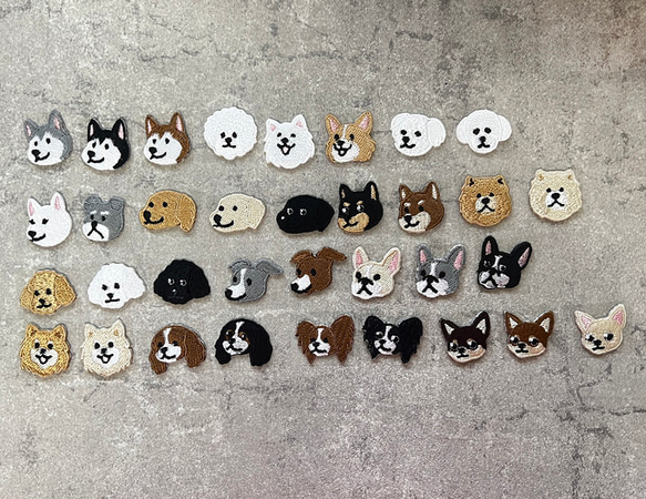 選べる犬種　刺繍シールワッペン　犬顔ワッペン　１点 1枚目の画像