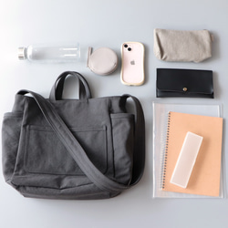 ラフショルダー＊柔らかく体に馴染む２Way大容量（チャコール） 10枚目の画像