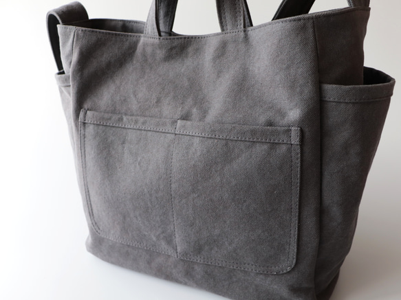 ラフショルダー＊柔らかく体に馴染む２Way大容量（チャコール） 8枚目の画像