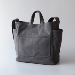 ラフショルダー＊柔らかく体に馴染む２Way大容量（チャコール） 4枚目の画像