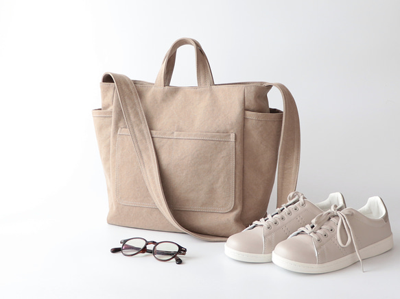 ラフショルダー＊柔らかく体に馴染む２Way大容量（モカ） 3枚目の画像