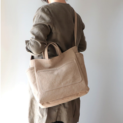 ラフショルダー＊柔らかく体に馴染む２Way大容量（モカ） 2枚目の画像