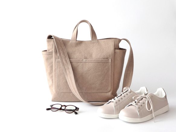 ラフショルダー＊柔らかく体に馴染む２Way大容量（モカ） 1枚目の画像