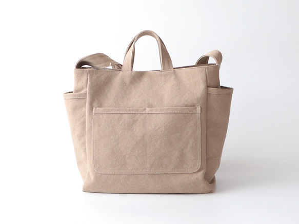 ラフショルダー＊柔らかく体に馴染む２Way大容量（モカ） 4枚目の画像