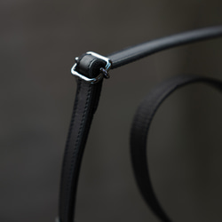 リネン＆本革リボン ショルダーバッグ 6号帆布  麻 キャンバス 【オールブラック】 5枚目の画像