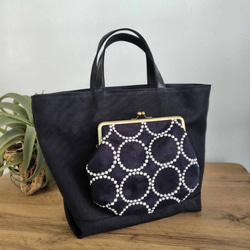 ミナペルホネン /2025タンバリンネイビー×白/がま口ポケット付きMSトート ミナペルホネン /2025タンバリンネイビー×白/がま口ポケット付きMS