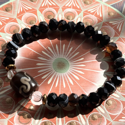 ★★★ 霊石 ★★★ 黒白　虎牙三眼天珠　ブレスレット / 腕念珠 霊石 黒白 虎牙三眼天珠 ブレスレット / 腕