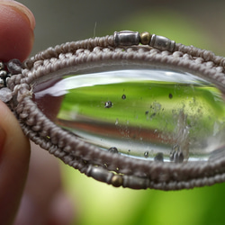 銀の隕石★パイライトインクォーツ マクラメネックレス2131 2枚目の画像