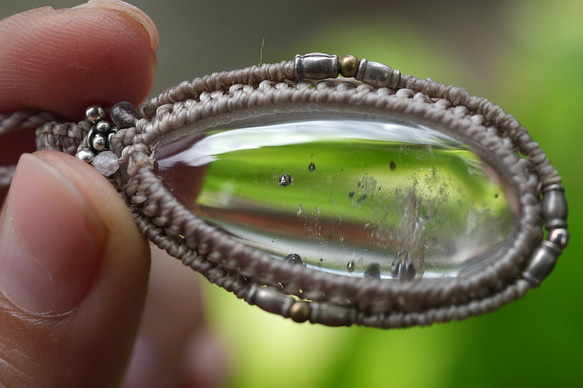 銀の隕石★パイライトインクォーツ マクラメネックレス2131 2枚目の画像