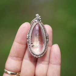 銀の隕石★パイライトインクォーツ マクラメネックレス2131 7枚目の画像