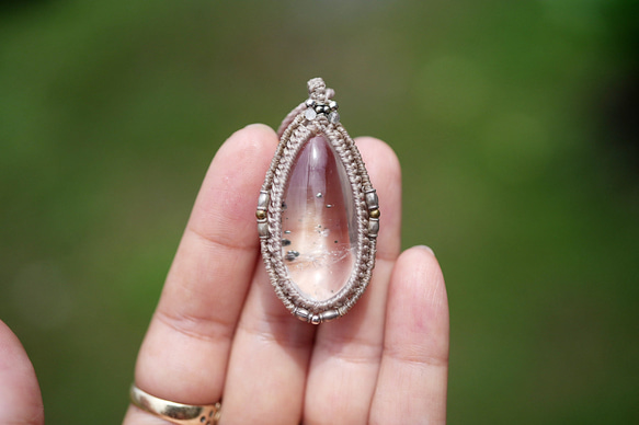 銀の隕石★パイライトインクォーツ マクラメネックレス2131 7枚目の画像