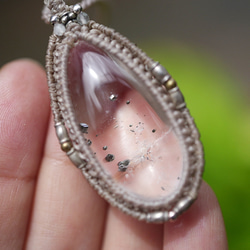 銀の隕石★パイライトインクォーツ マクラメネックレス2131 4枚目の画像