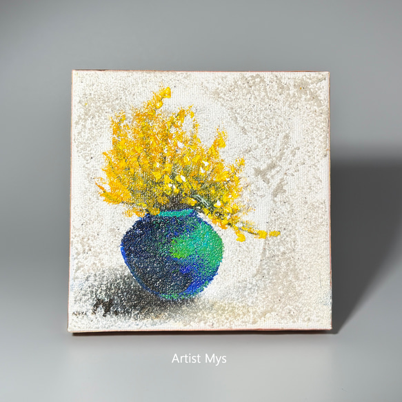 ♡*♡様 【ミモザの輝き】アクリル画 F3 風景画 絵画 原画 アクリル画 キャンバスアート｜ミモザの絵｜12cm×12cm インテリア