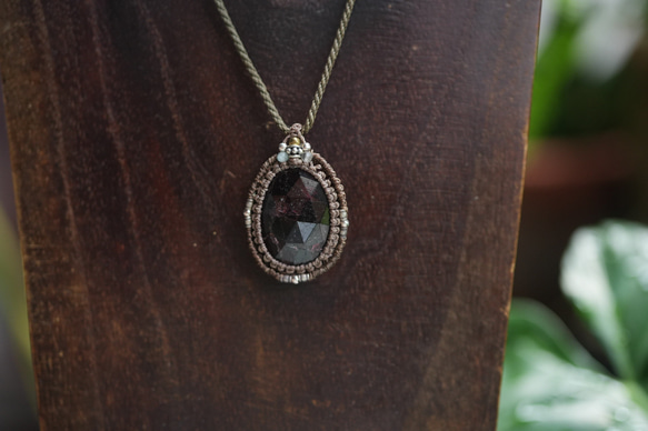 ファセットカット★ガーネット★マクラメネックレス2132 11枚目の画像