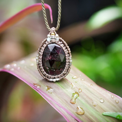 ファセットカット★ガーネット★マクラメネックレス2132 5枚目の画像