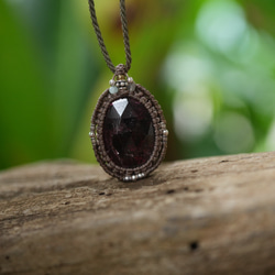 ファセットカット★ガーネット★マクラメネックレス2132 10枚目の画像