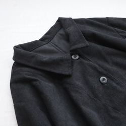 ラスト３　新作　ニット コーデュロイ　角襟 ロングコート 後ろリボン スリット入　ジャケット　黒　K28C 3枚目の画像