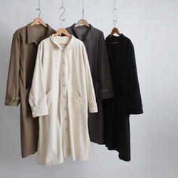 ラスト３　新作　ニット コーデュロイ　角襟 ロングコート 後ろリボン スリット入　ジャケット　黒　K28C 14枚目の画像