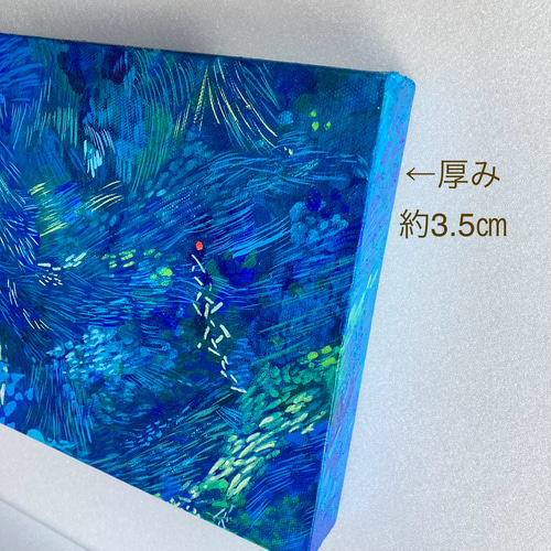 12月2日までお値引き中「青い風の音」横長の絵　キャンバス　抽象画　海 原画・送料無料】「青い風の音」横長の絵 キャンバス 抽象画 海 絵画