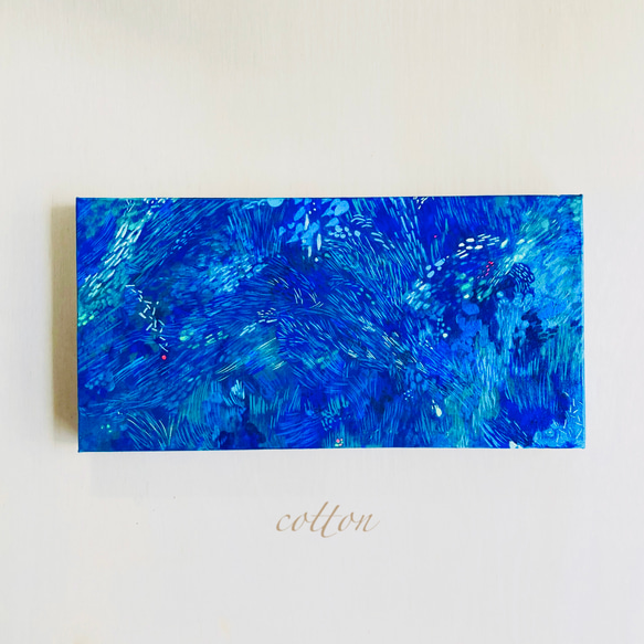 原画・送料無料】「青い風の音」横長の絵 キャンバス 抽象画 海 絵画