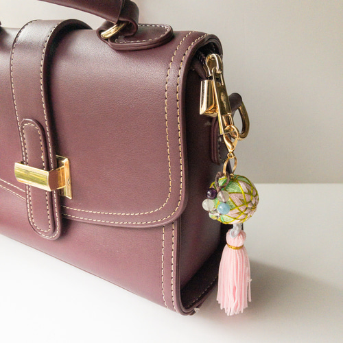 さすけねの【お守り手まり（恋守り）】可愛い御守りチャーム 天然石