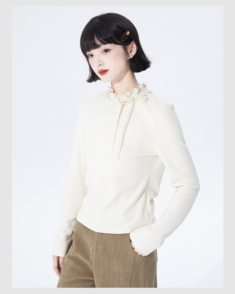 春秋冬クルーネックニットトップス