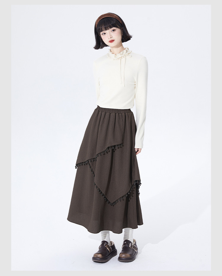 春秋冬クルーネックニットトップス