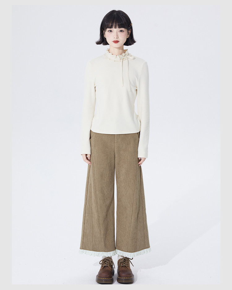 春秋冬クルーネックニットトップス