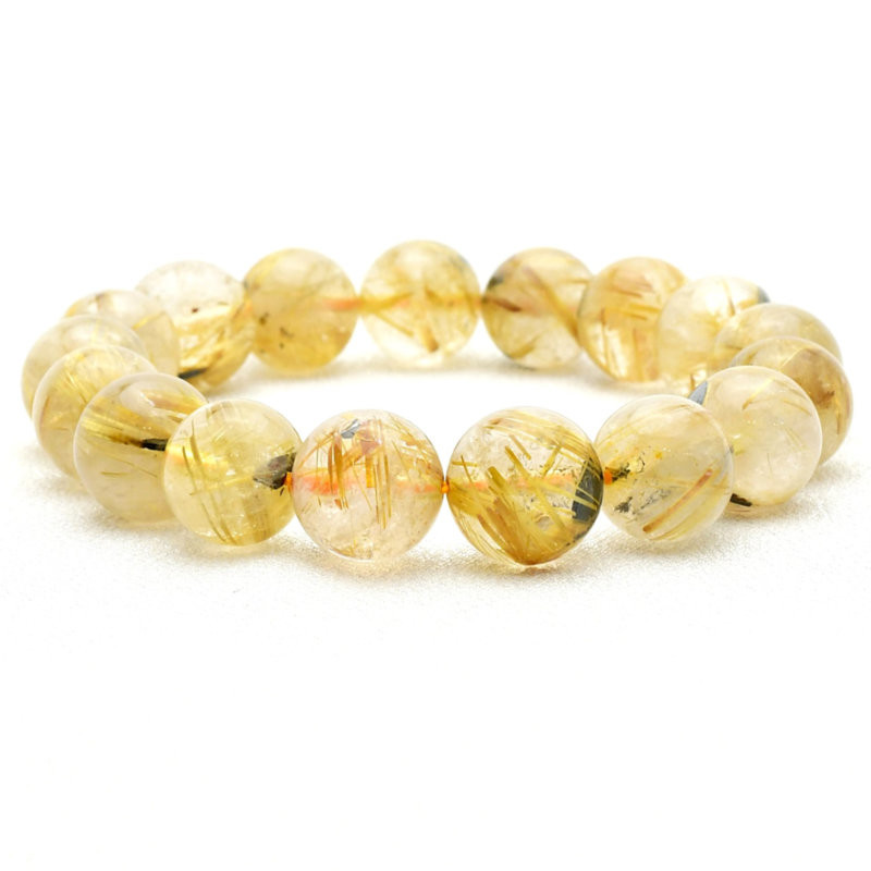 【ハートのヘマタイトがポイント☆】 12～13mm 太陽放射ルチルクォーツ 一点物【GHB94】京海堂