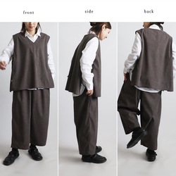 新作　ニット コーデュロイ生地　上下セットアップ　サイド横リボン付き ベスト　幅広 ストレート パンツ K49B 9枚目の画像