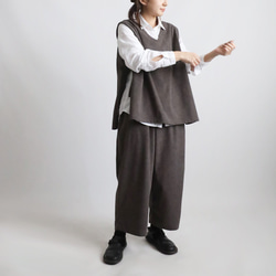新作　ニット コーデュロイ生地　上下セットアップ　サイド横リボン付き ベスト　幅広 ストレート パンツ K49B 2枚目の画像