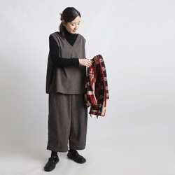 新作　ニット コーデュロイ生地　上下セットアップ　サイド横リボン付き ベスト　幅広 ストレート パンツ K49B 12枚目の画像