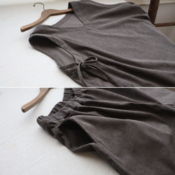 新作　ニット コーデュロイ生地　上下セットアップ　サイド横リボン付き ベスト　幅広 ストレート パンツ K49B 4枚目の画像