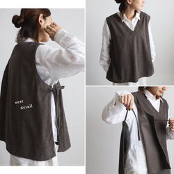 新作　ニット コーデュロイ生地　上下セットアップ　サイド横リボン付き ベスト　幅広 ストレート パンツ K49B 6枚目の画像