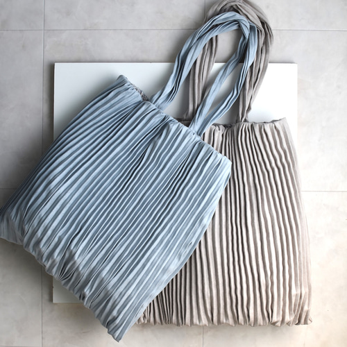 プリーツトートバッグ♡ スエード×ジャガード リバーシブル Lsize