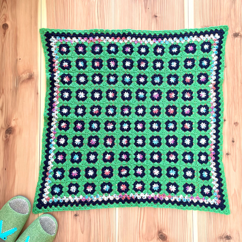 送料無料】グリーんなモチーフブランケット［グリーン］膝掛け