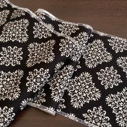 スクエアダマスク柄の半襟　モノトーン 黒／半衿 2枚目の画像